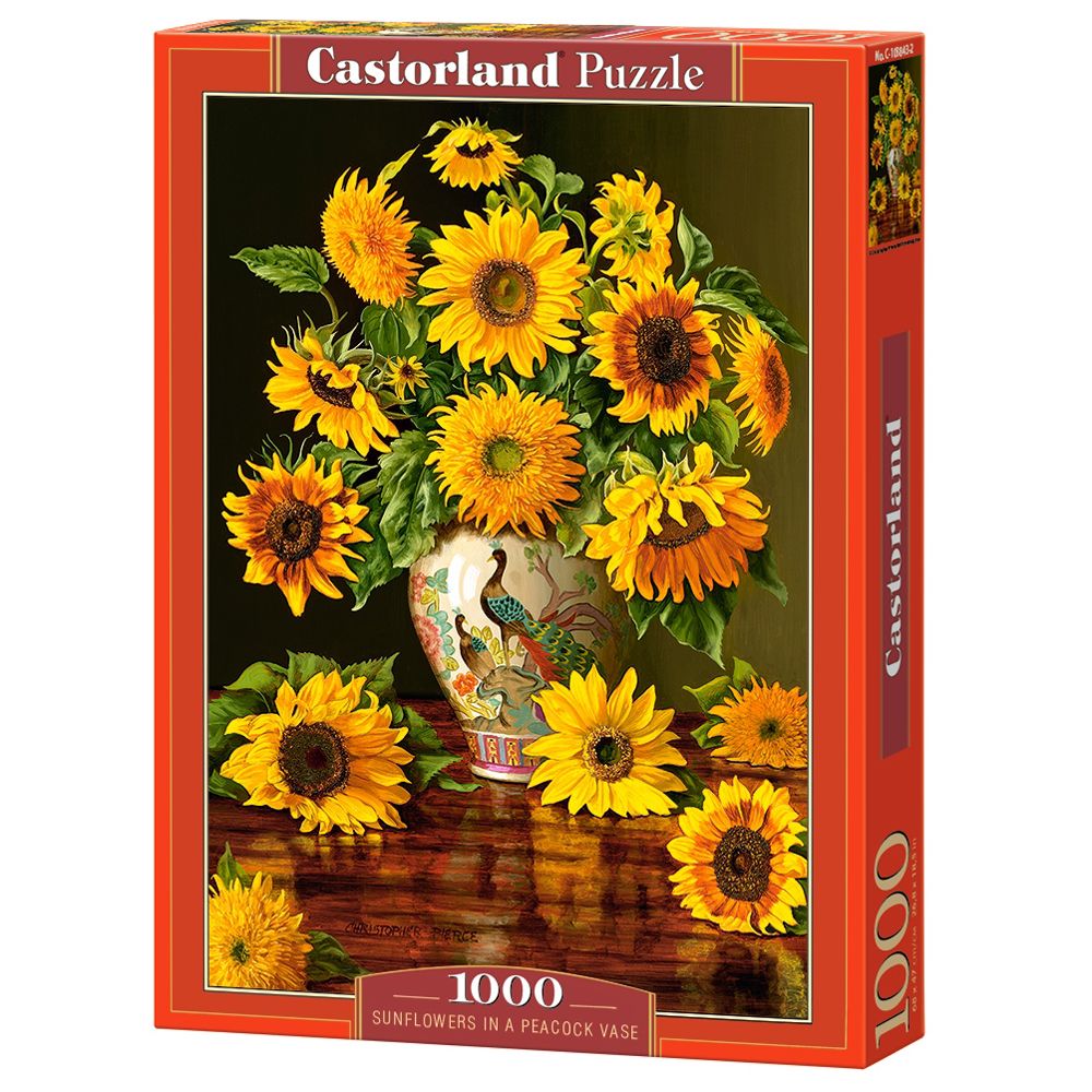 Castorland, Слънчогледи във ваза с пауни, пъзел 1000 части
