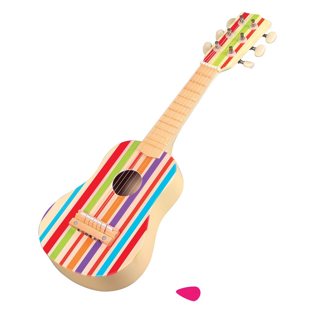 Lelin Toys, Дървена детска китара с цветни ленти