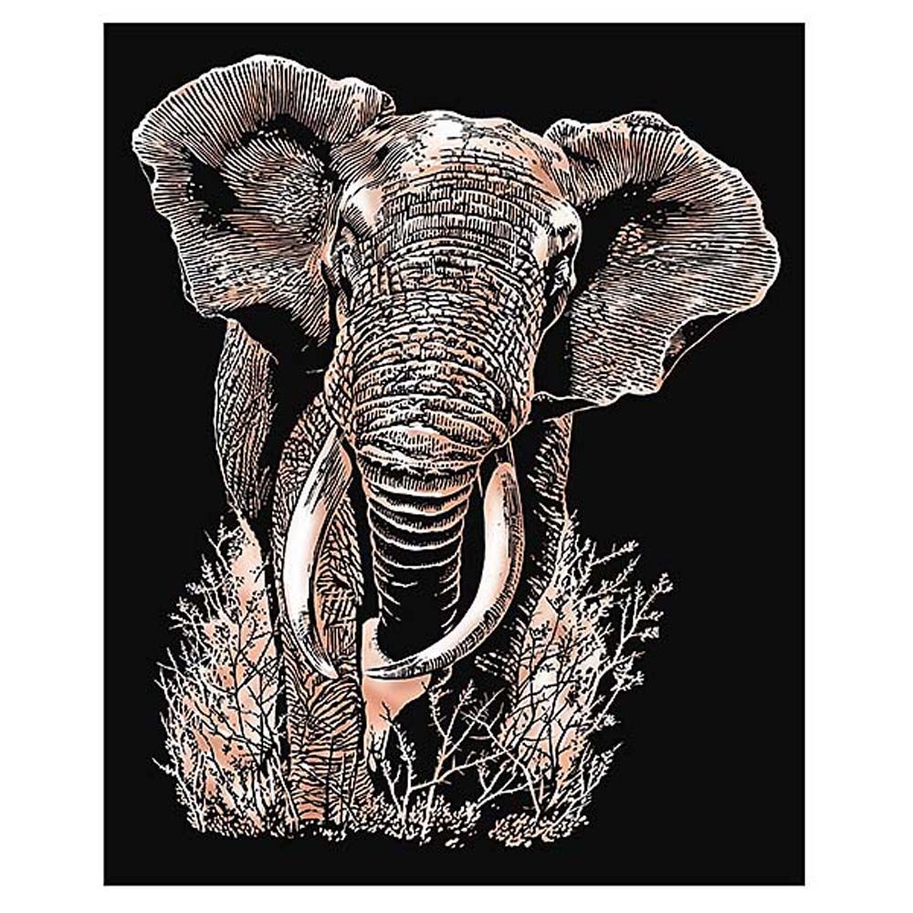 Sequin art, Гравиране на медна основа, Слон