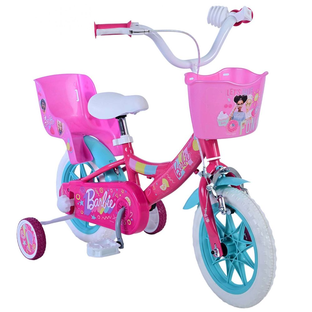 Детски велосипед с помощни колела, Barbie, 12 инча