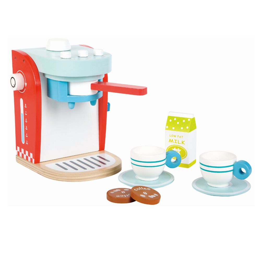 Lelin Toys, Дървена детска кафе машина, със сервиз за кафе