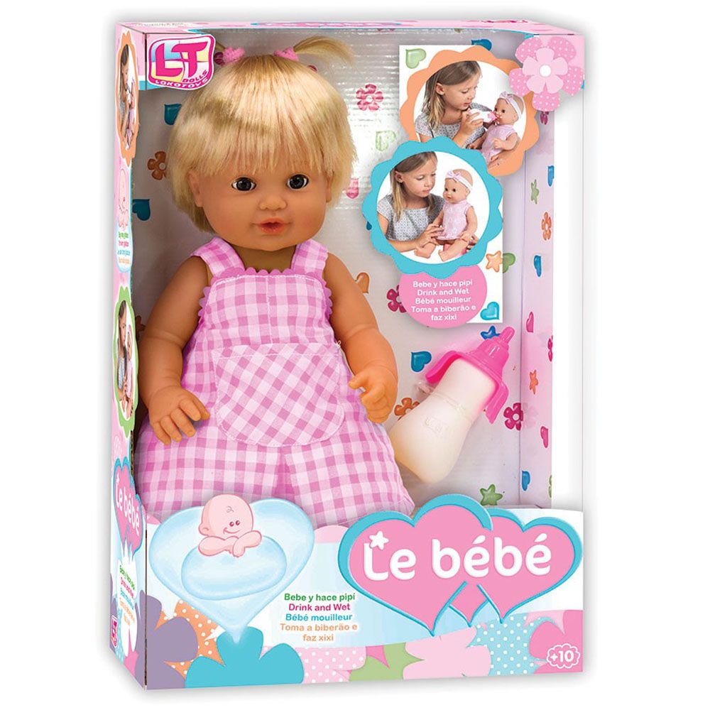 Loko Toys, Пишкаща бебе-кукла с коса, Le Bebe, 40 см