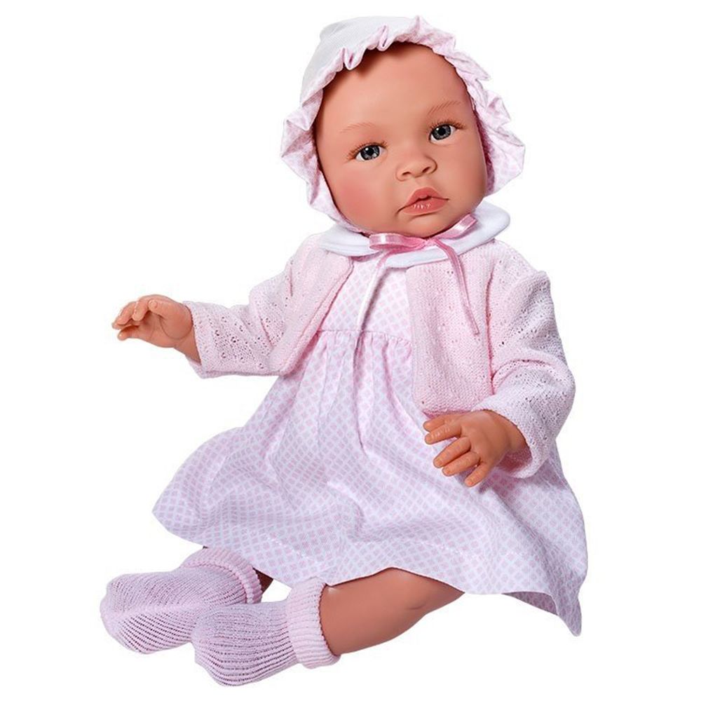 Asi, Кукла-бебе, Лея, с рокля, плетена жилетка и шапка
