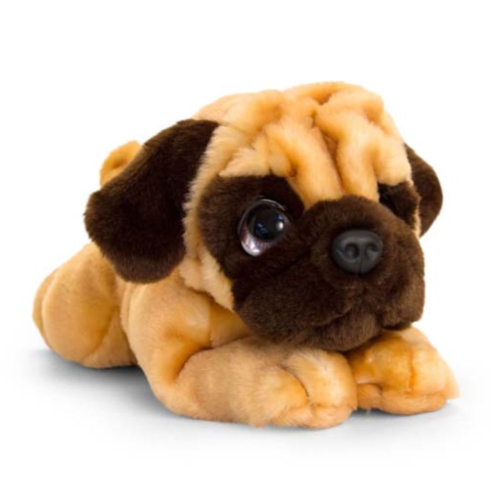 Keel Toys, Плюшено легнало куче, Бебе Мопс, 32 см
