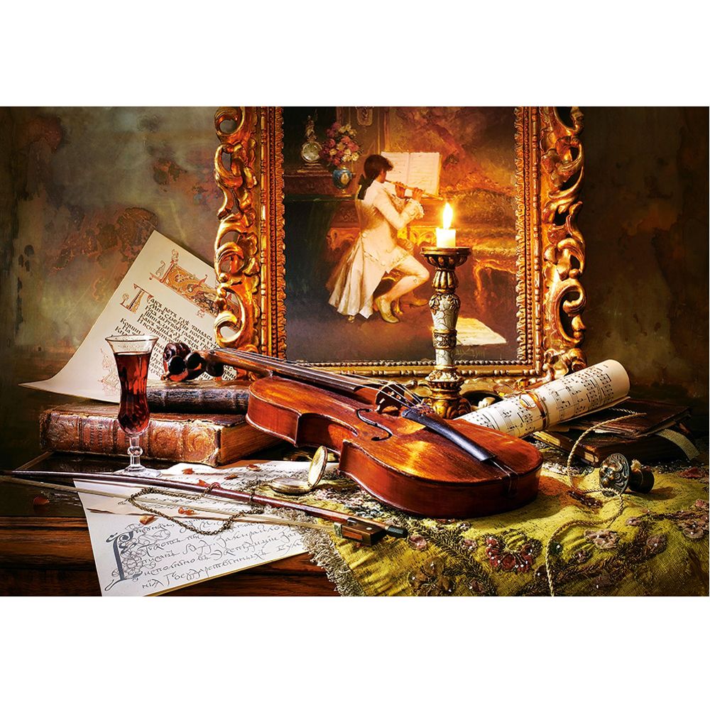 Натюрморт с цигулка и живопис, пъзел 1000 части