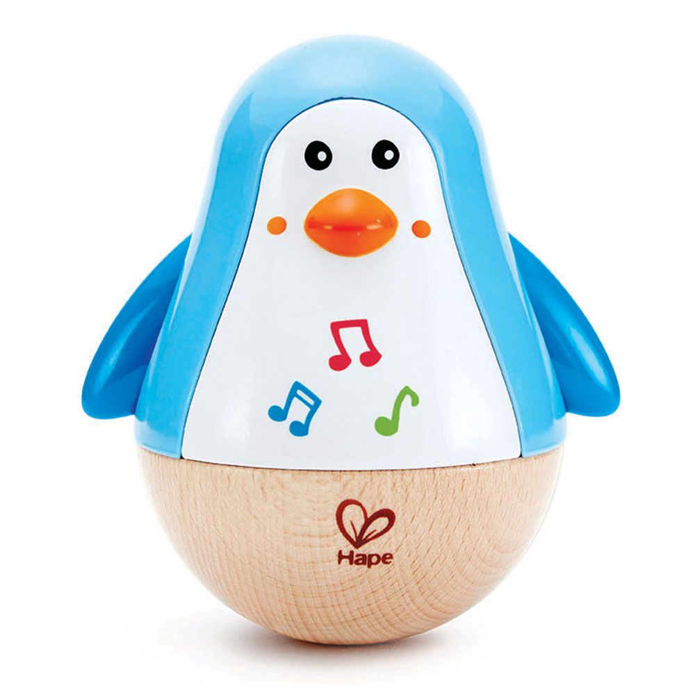 Hape, Дървена бебешка музикална играчка, неваляшка, Пингвин