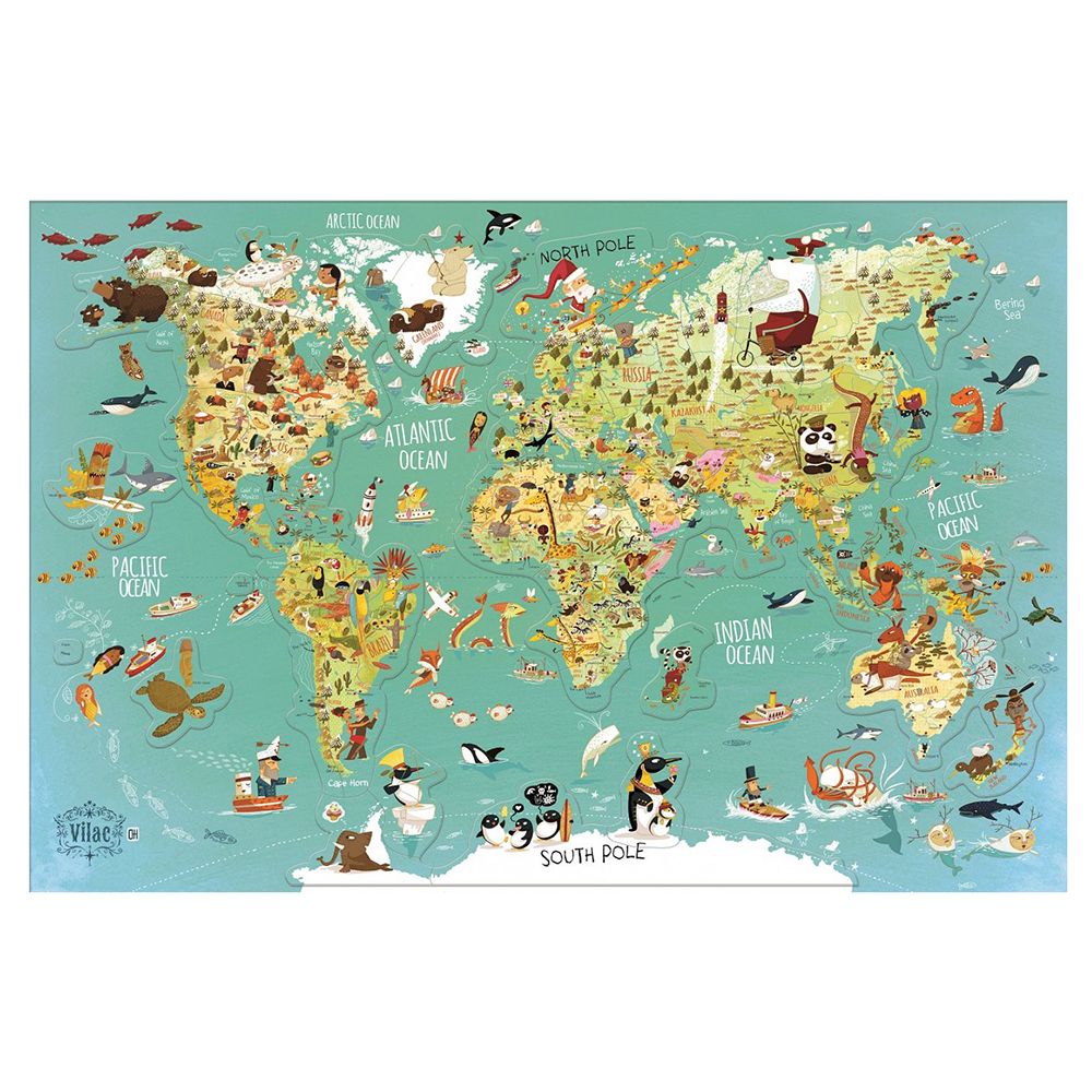 Vilac, Магнитна карта на света, на аглийски език