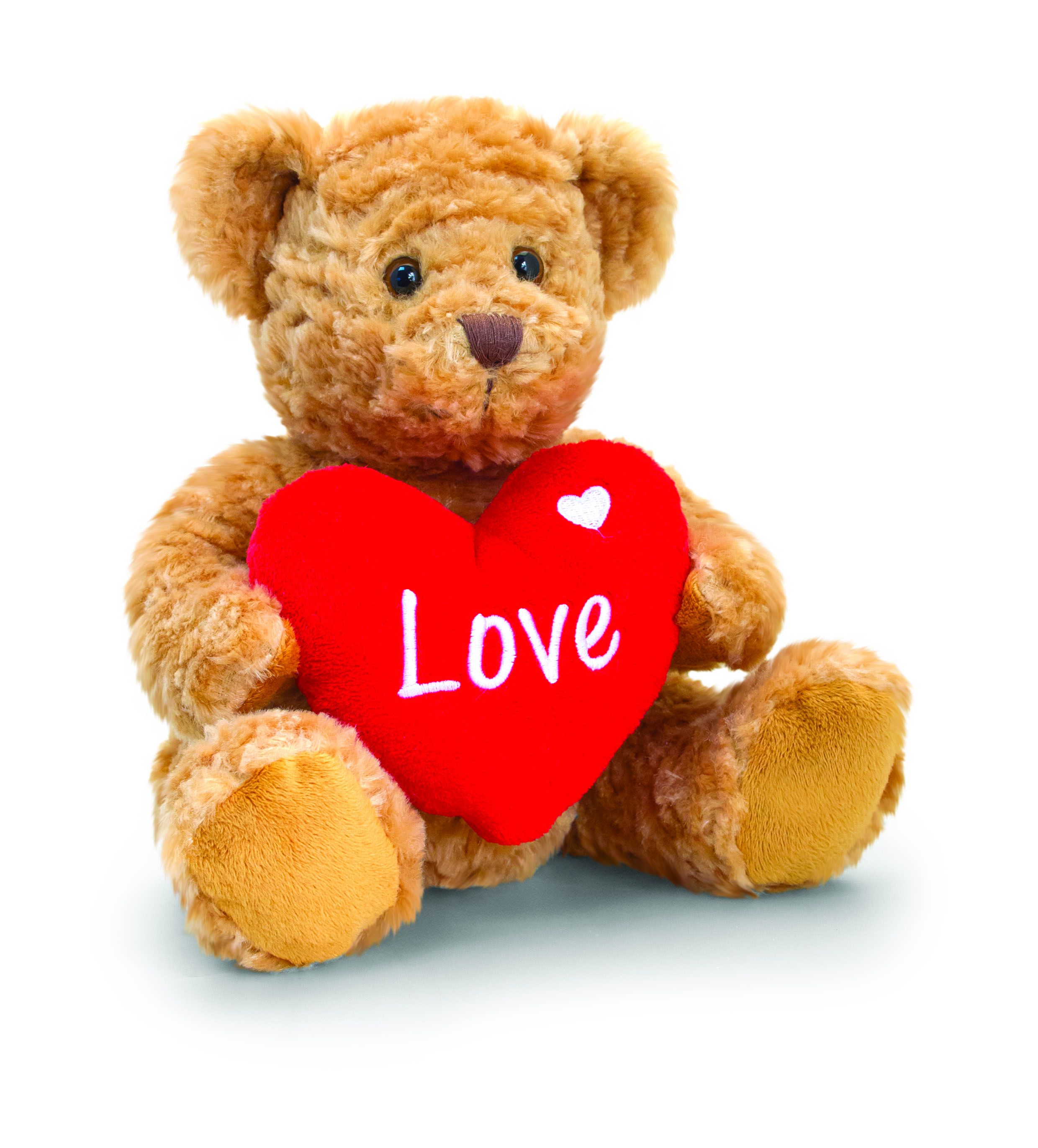 За влюбени, Мече Бакстър със сърце, кафяво, 25 см, Keel Toys