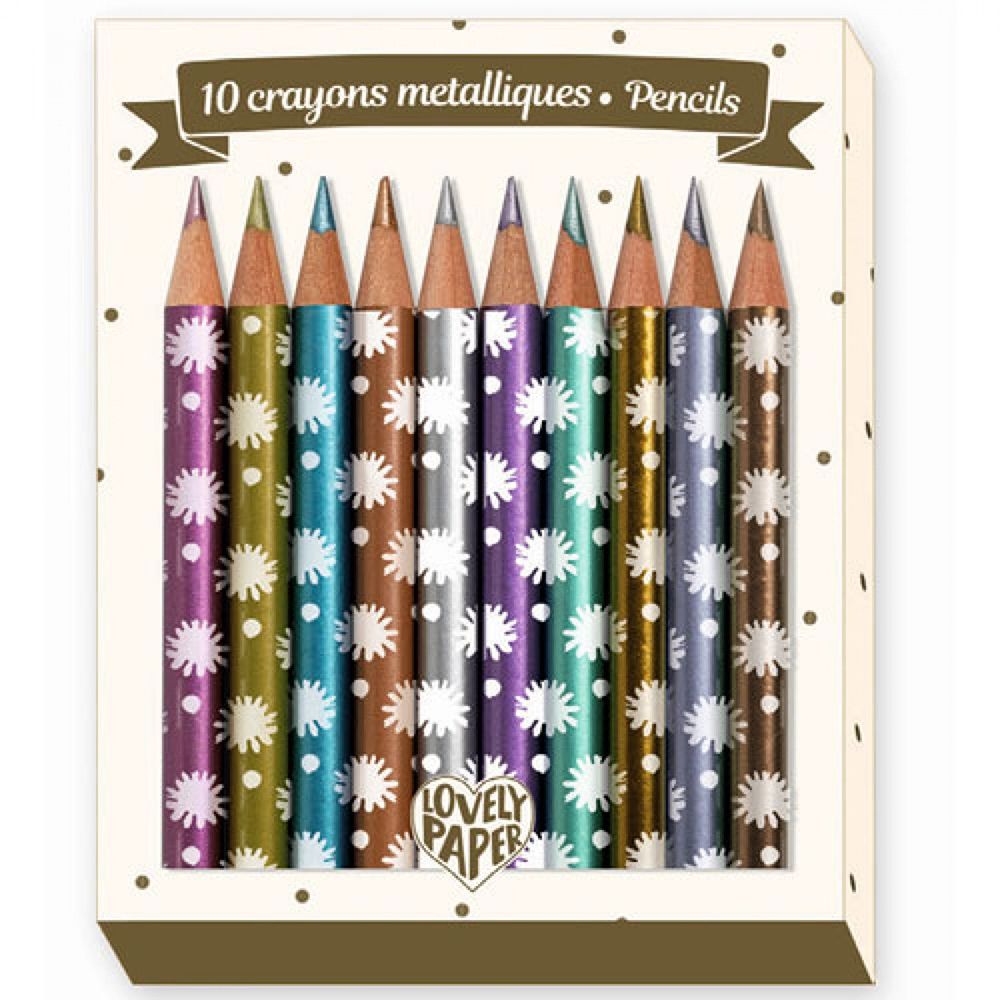 Djeco, Металически цветове мини моливи, 10 бр.