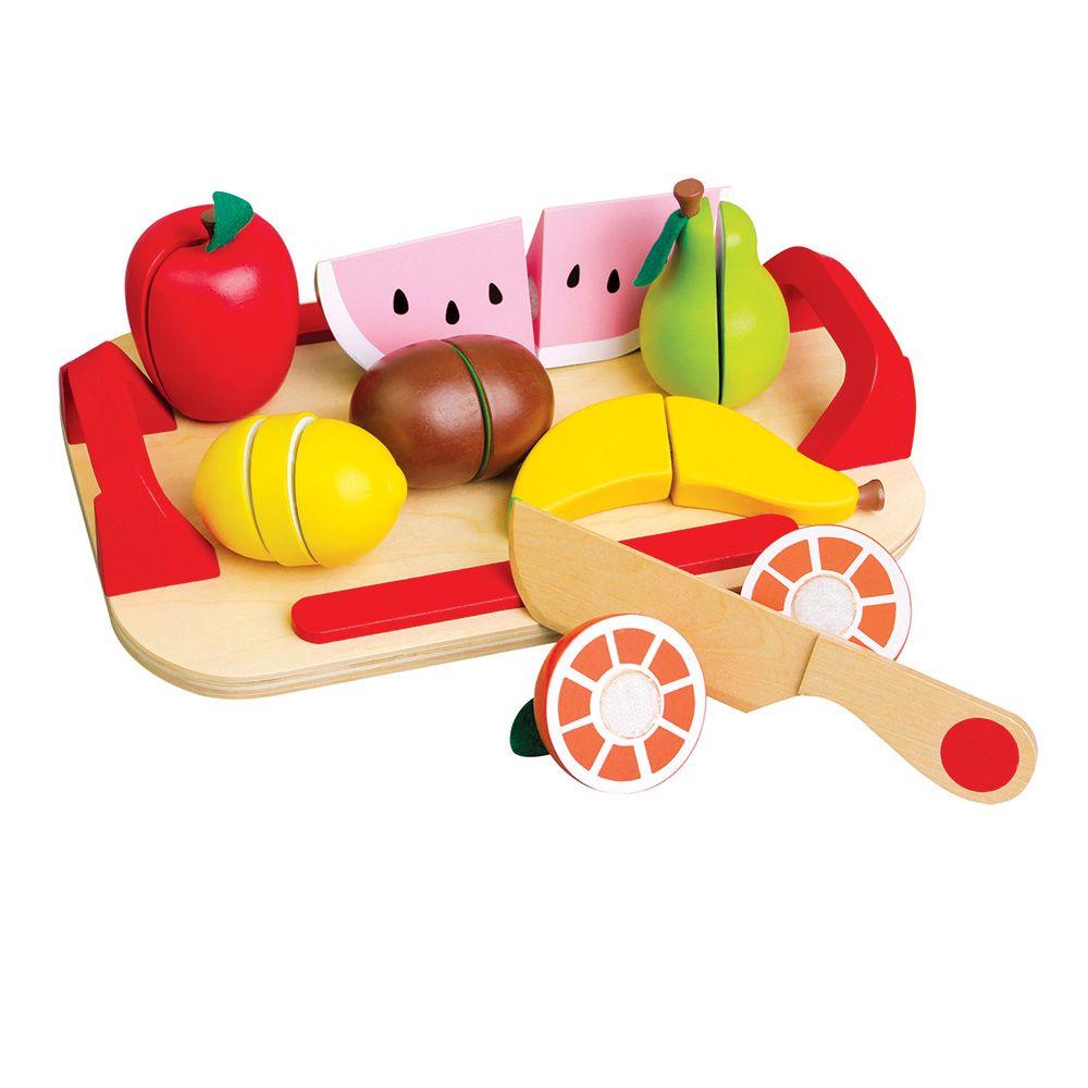 Lelin Toys, Дървени плодове за рязане, с табличка
