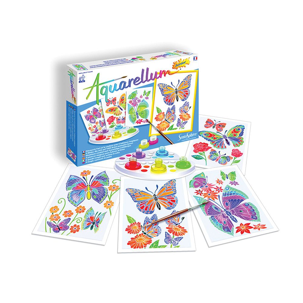 SentoSphere, Aquarellum Junior, Комплект за рисуване с акварелни бои, Пеперуди