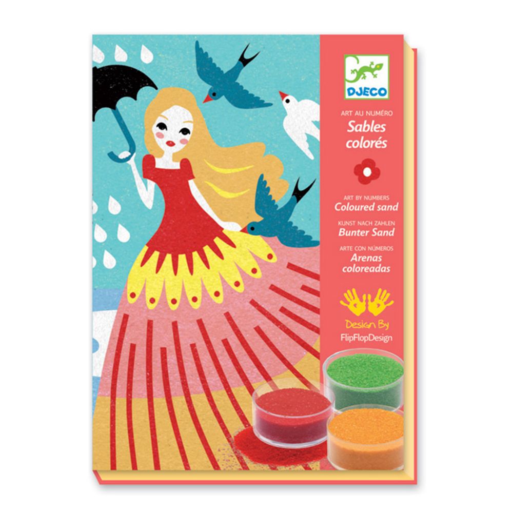Djeco, Творчески комплект за рисуване с цветен пясък, Момичета