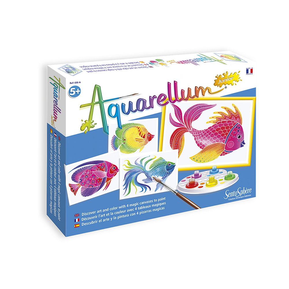 SentoSphere, Aquarellum Junior, Комплект за рисуване с акварелни бои, Риби