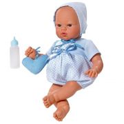 Кукла-бебе, Коке със синьо костюмче и чантичка, 36 см