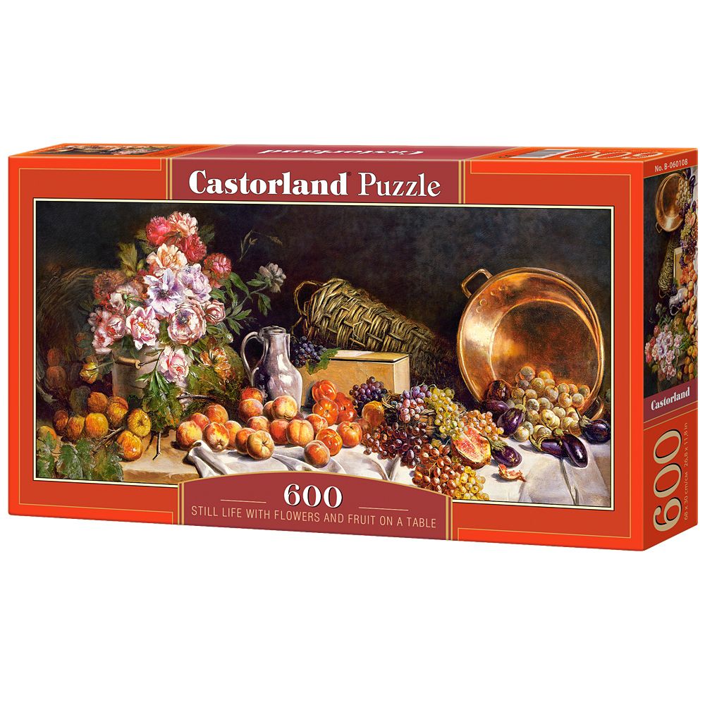 Castorland, Натюрморт с цветя и плодове на масата, панорамен пъзел 600 части