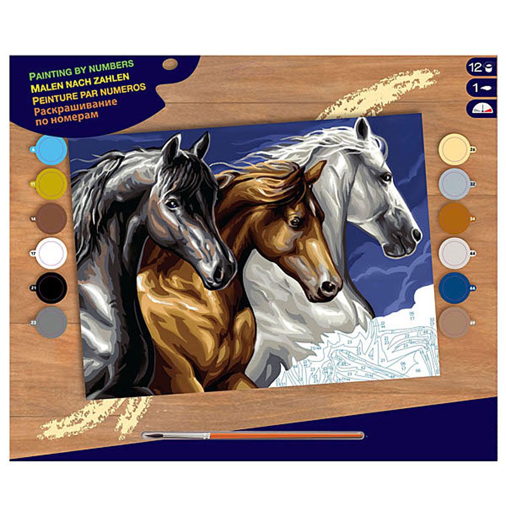 Sequin art, Рисуване по номера, Диви коне, голям размер