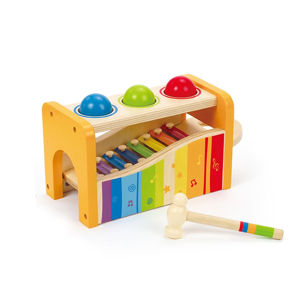 Hape, Дървена играчка с чукче, топки и ксилофон
