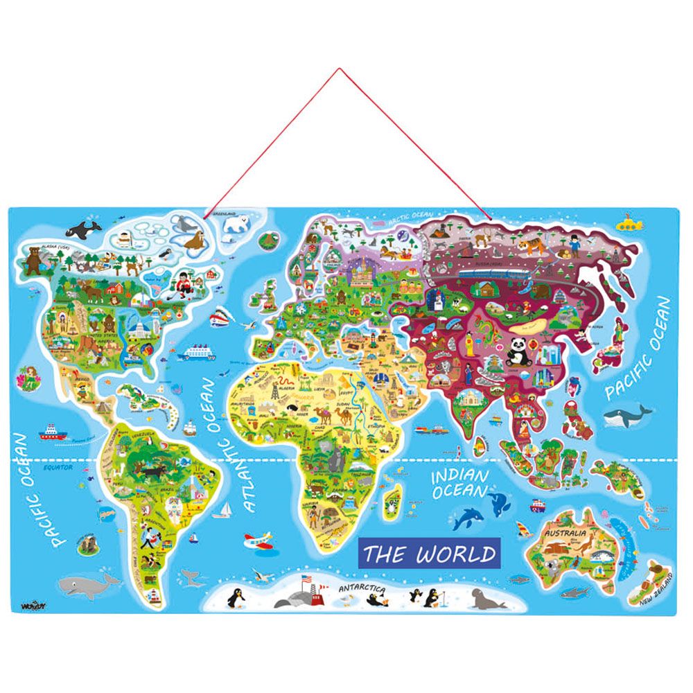 Woodyland, Дървен пъзел с магнитни части, Карта на света