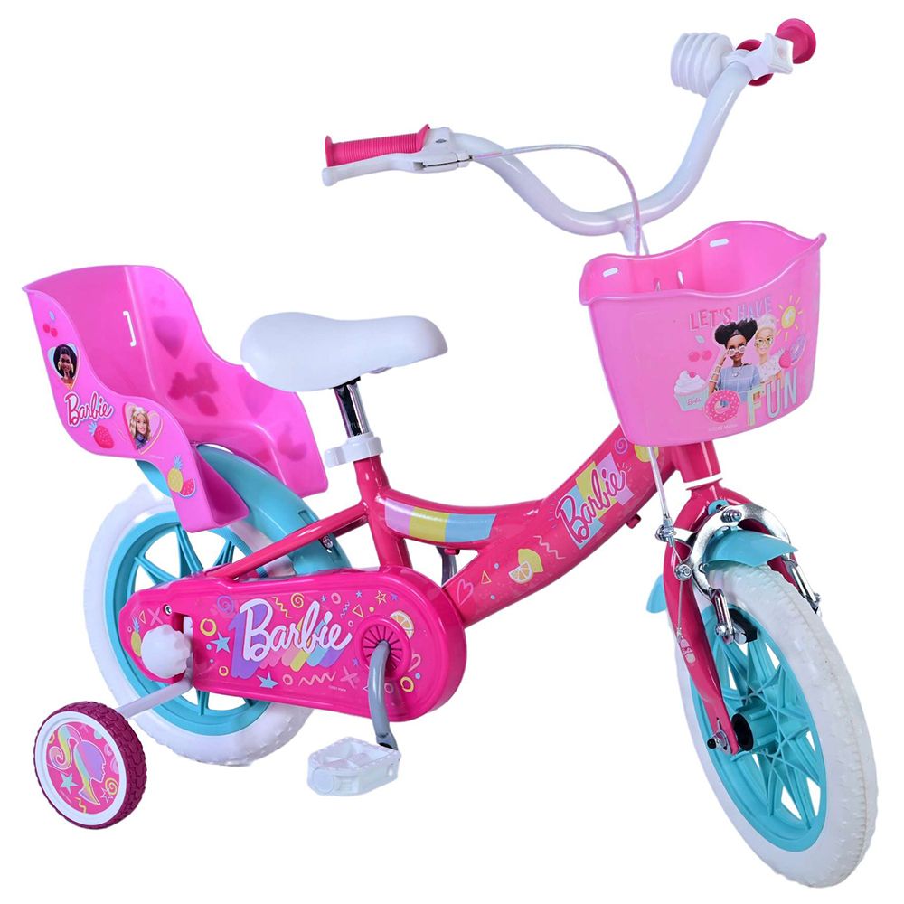 Детски велосипед с помощни колела, Barbie, 12 инча