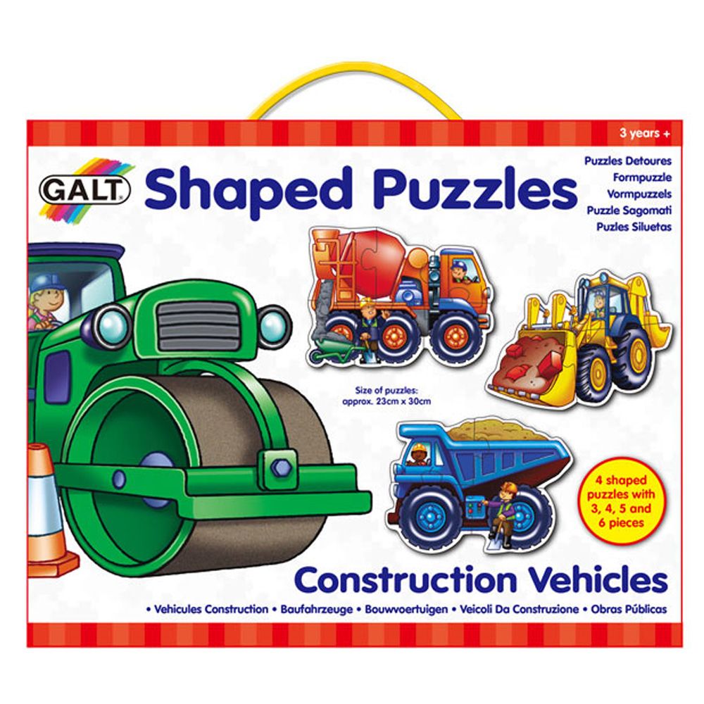 Galt Toys, Строителни машини - 4 пъзела в кутия, 3, 4, 5 и 6 елемента
