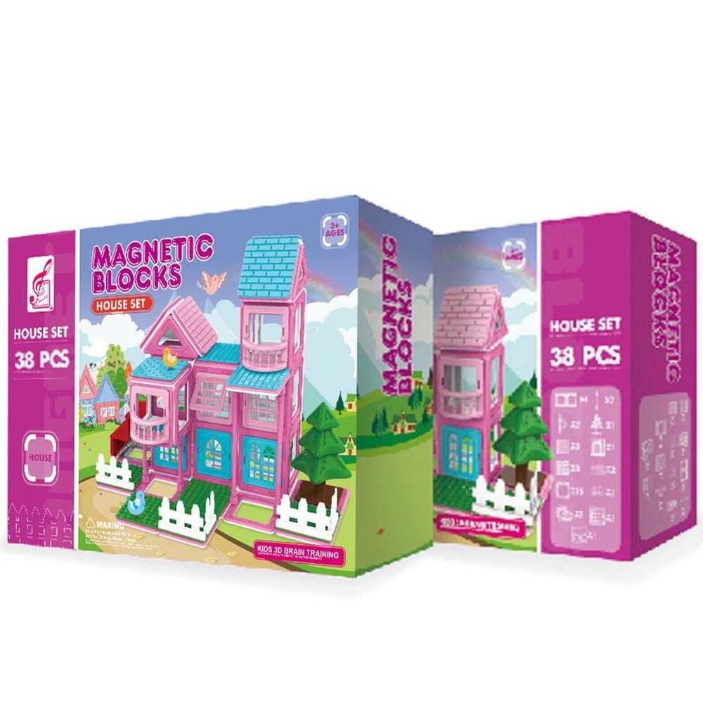 Magnetic blocks, Магнитен конструктор, Къща, Розова мечта, 38 части, Ocie