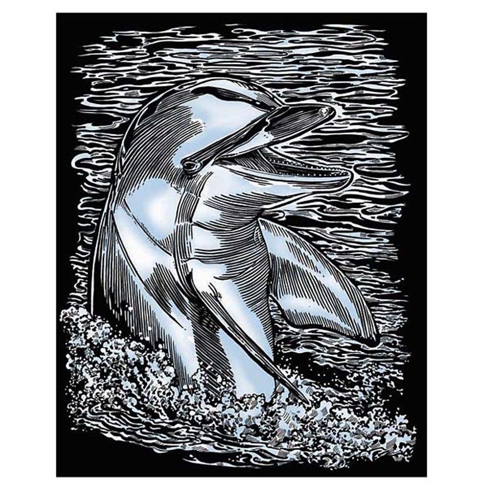 Sequin art, Гравиране на сребърна основа, Делфин