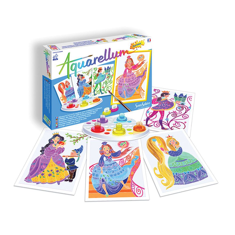 SentoSphere, Aquarellum Junior, Комплект за рисуване с акварелни бои, Принцове и принцеси