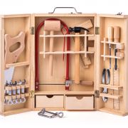 Комплект с инструменти за малки майстори с дървен куфар