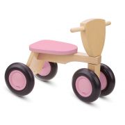 Дървено колело за бутане с краченца, розово