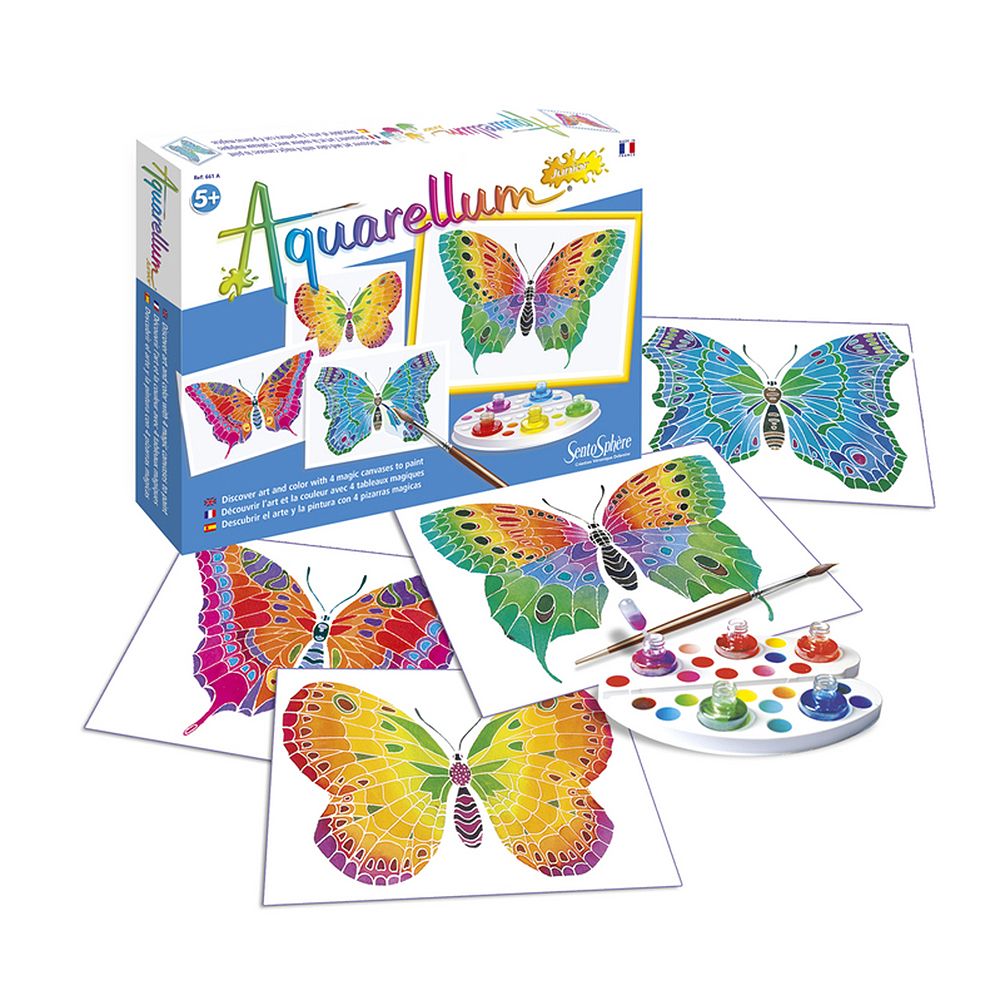 SentoSphere, Aquarellum Junior, Комплект за рисуване с акварелни бои, Пеперуди