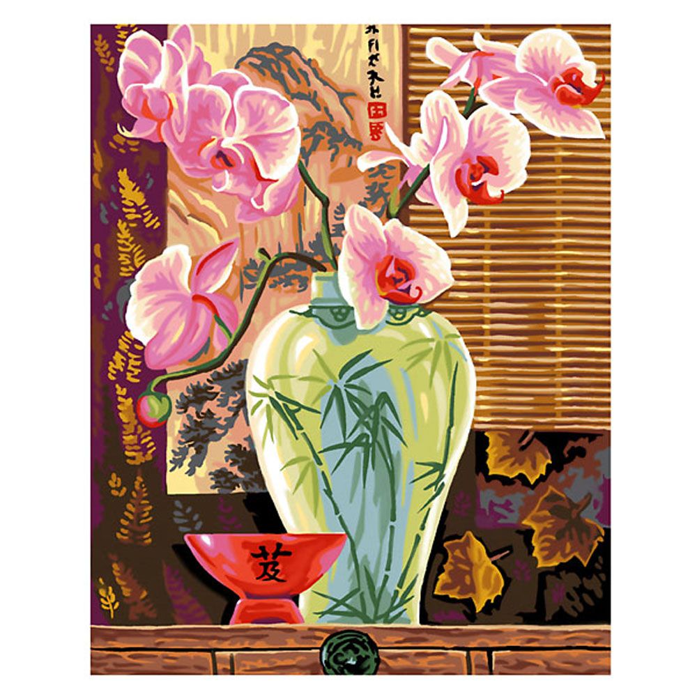 Sequin art, Рисуване по номера, Ваза с орхидеи, с 30 броя боички