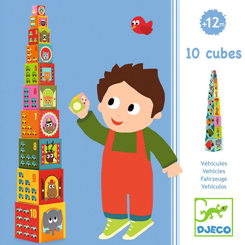 Djeco, Кула от картонени кубчета за най-малките, Превозни средства