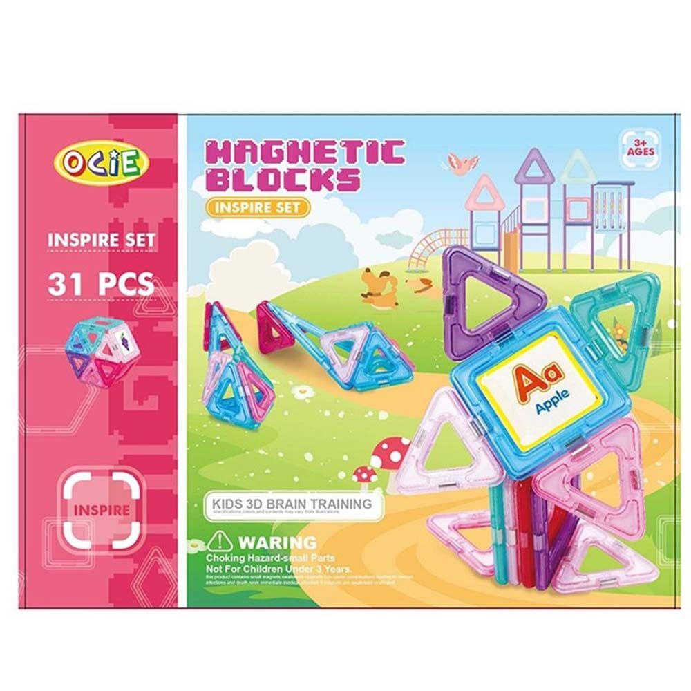 Magnetic blocks, Магнитен конструктор, розов, 31 части, Ocie