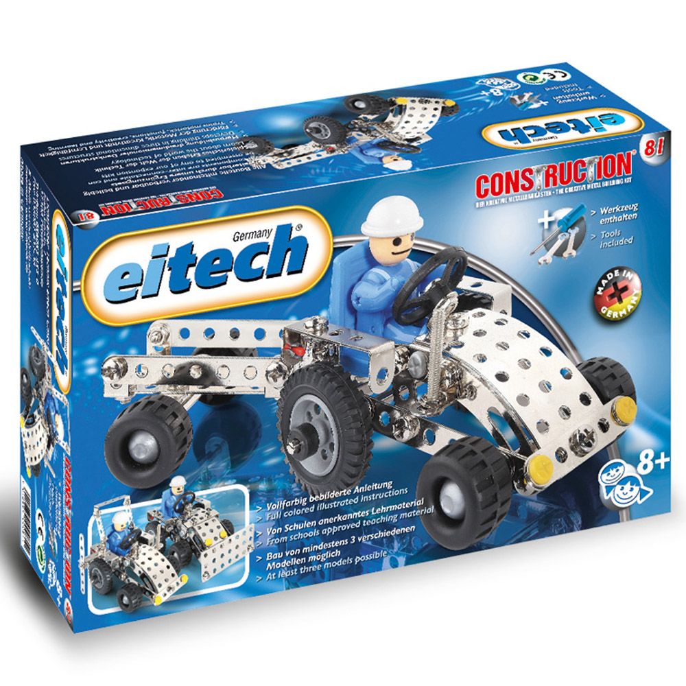 Eitech, Метален конструктор, Трактор с ремарке - 3 модела, 150 части