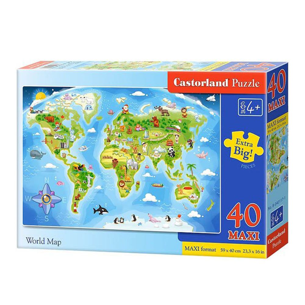 MAXI, Карта на света, пъзел 40 части, Castorland