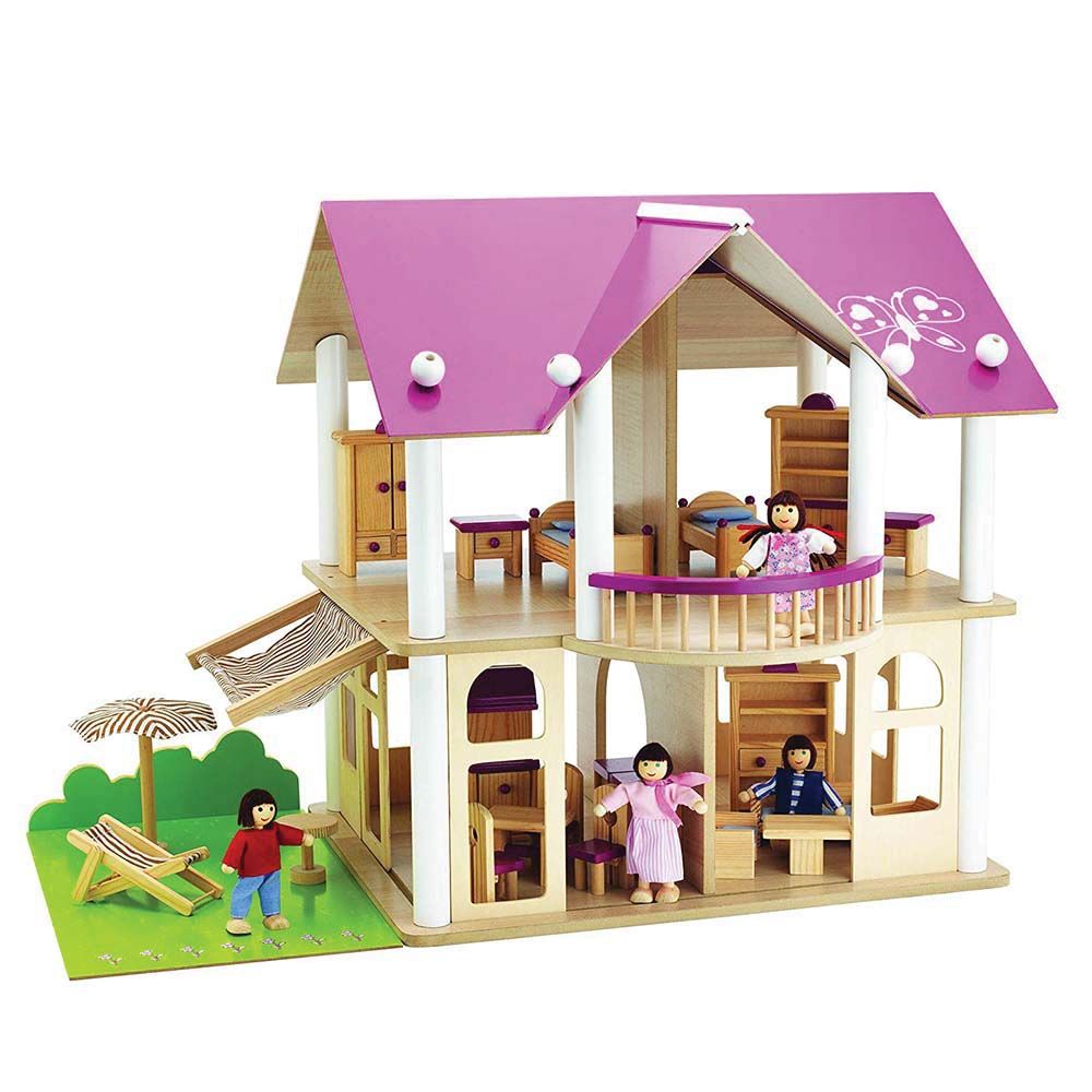 Eichhorn, Дървена къща за игра, с обзавеждане и кукли
