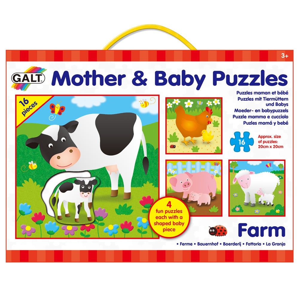 Galt Toys, 4 пъзела в кутия, Майки и бебета, Ферма