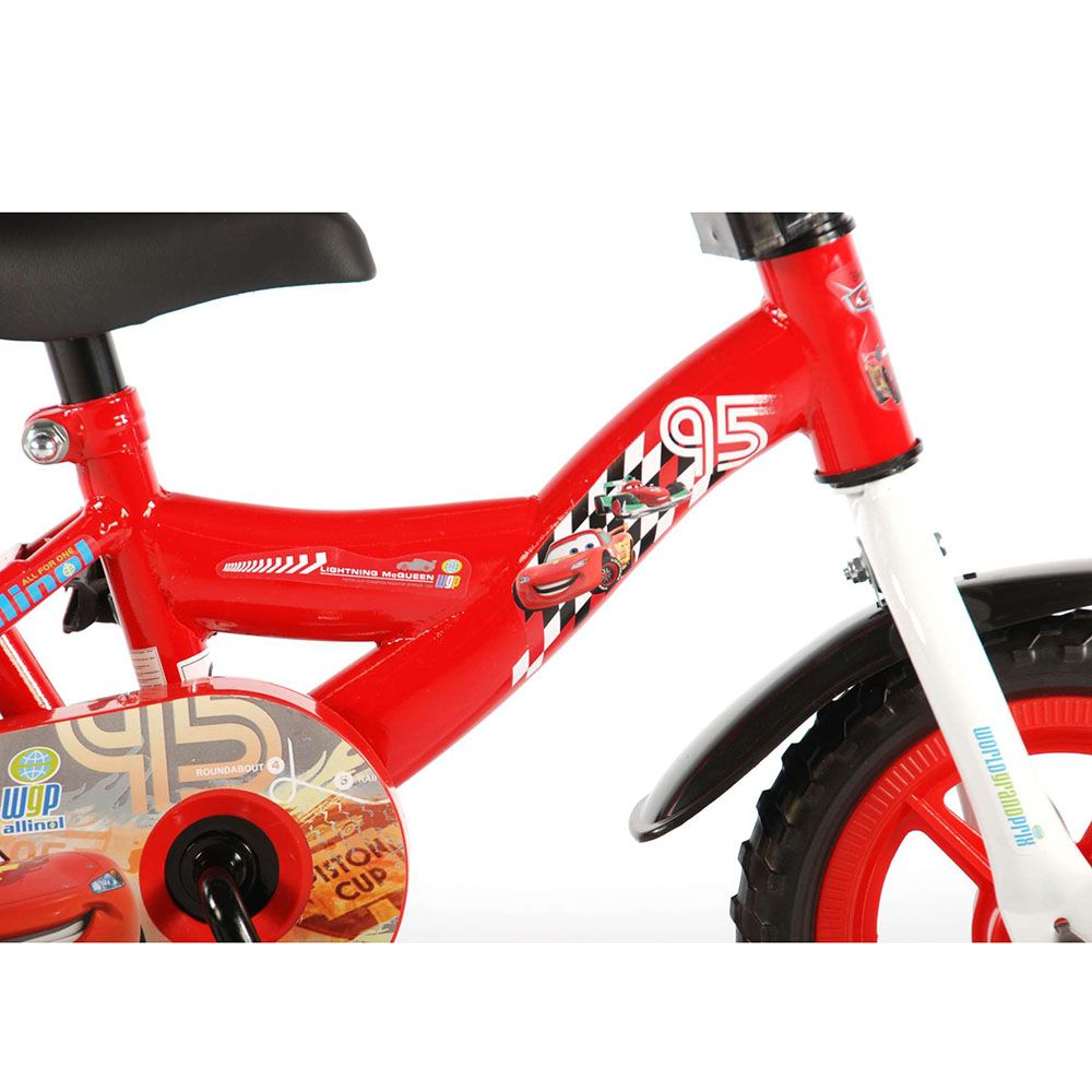 Велосипед с родителски контрол и помощни колела, Disney Cars, 10 инча