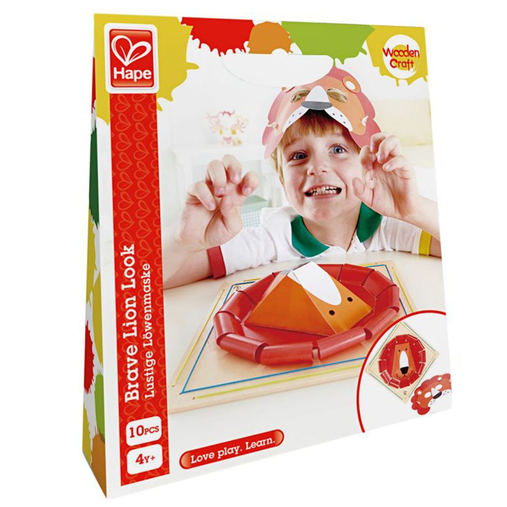 Hape, Творчески комплект 2 в 1, 3D картина и маска, Лъв