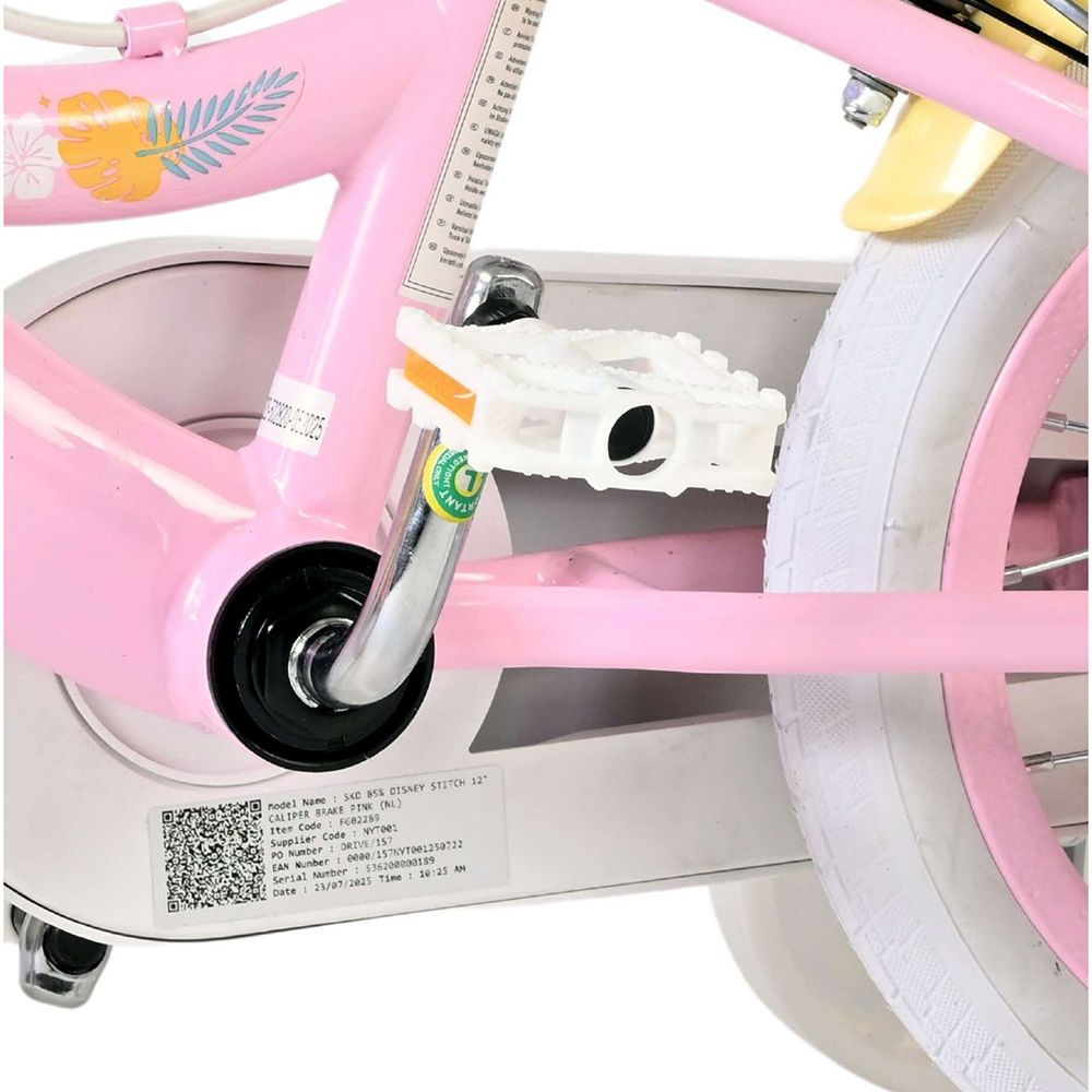 Детски велосипед с помощни колела, Disney Stitch, 12 инча