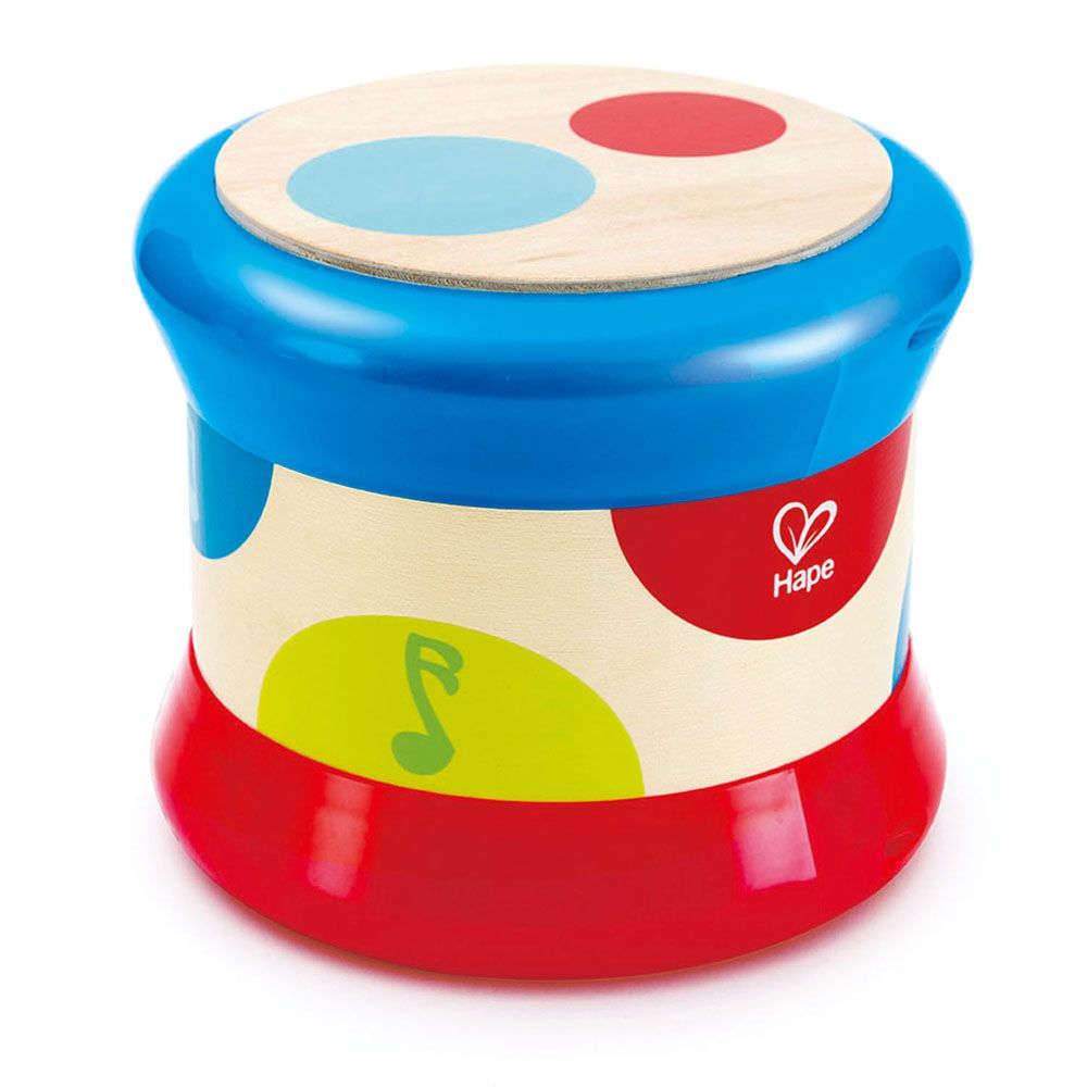 Hape, Дървена бебешка музикална играчка, Весел барабан