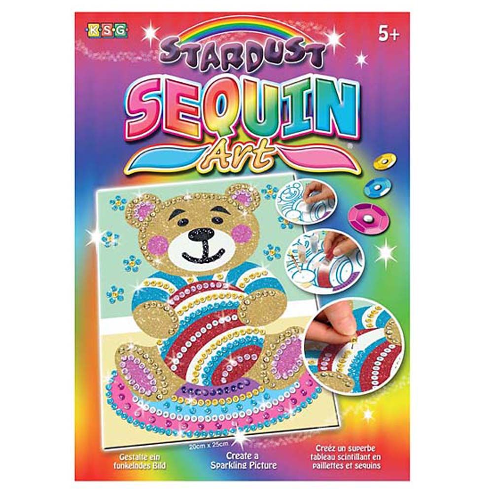 Sequin art, Изкуство с пайети и блестящ пясък, Мече