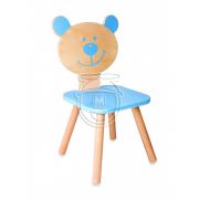 Дървено детско столче, Мече, синьо