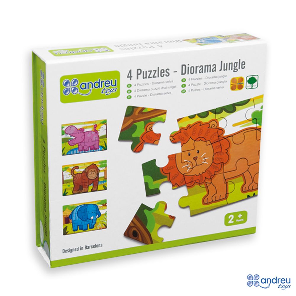 Andreu toys, 4 пъзела в кутия Джунгла