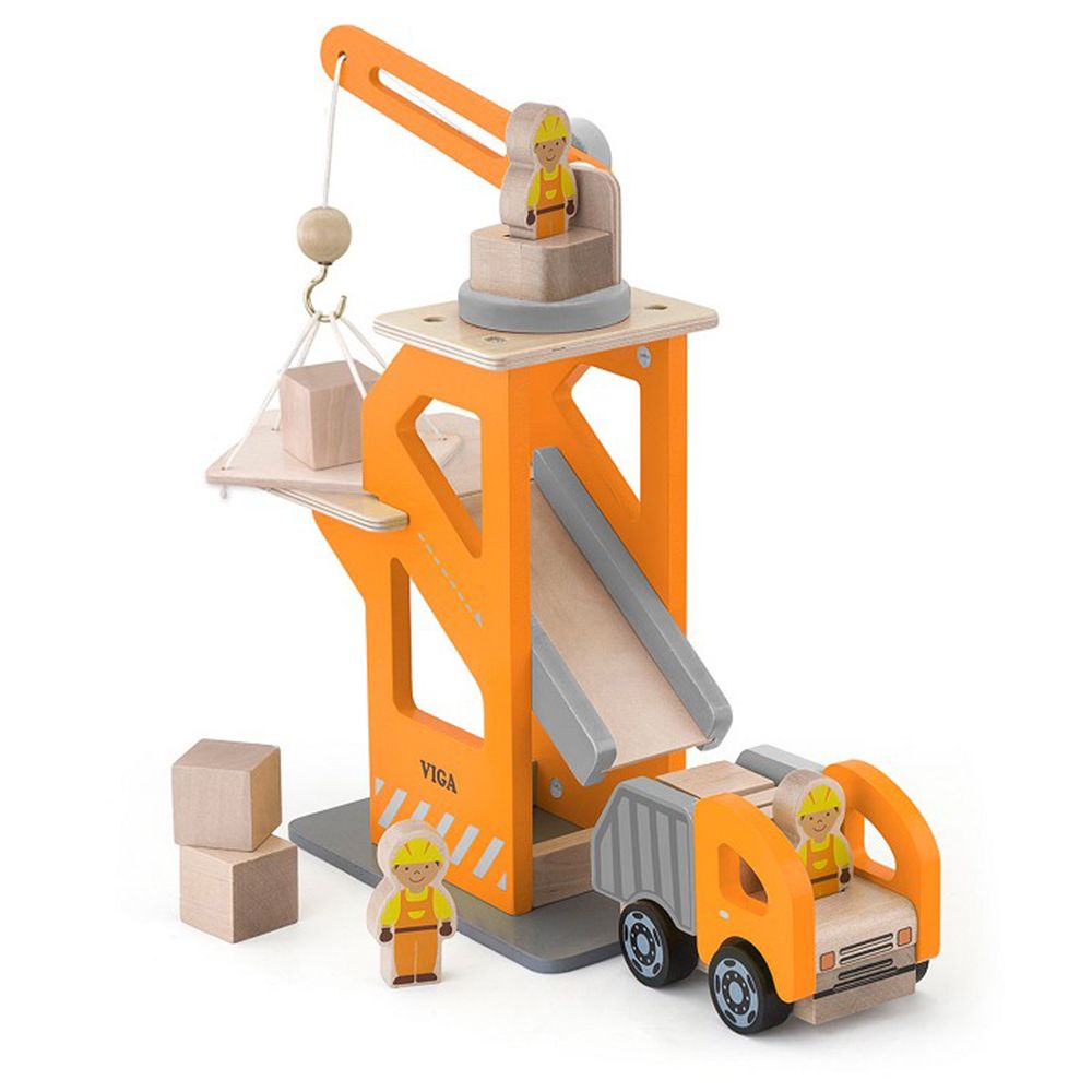 Viga toys, Дървен строителен кран с камион