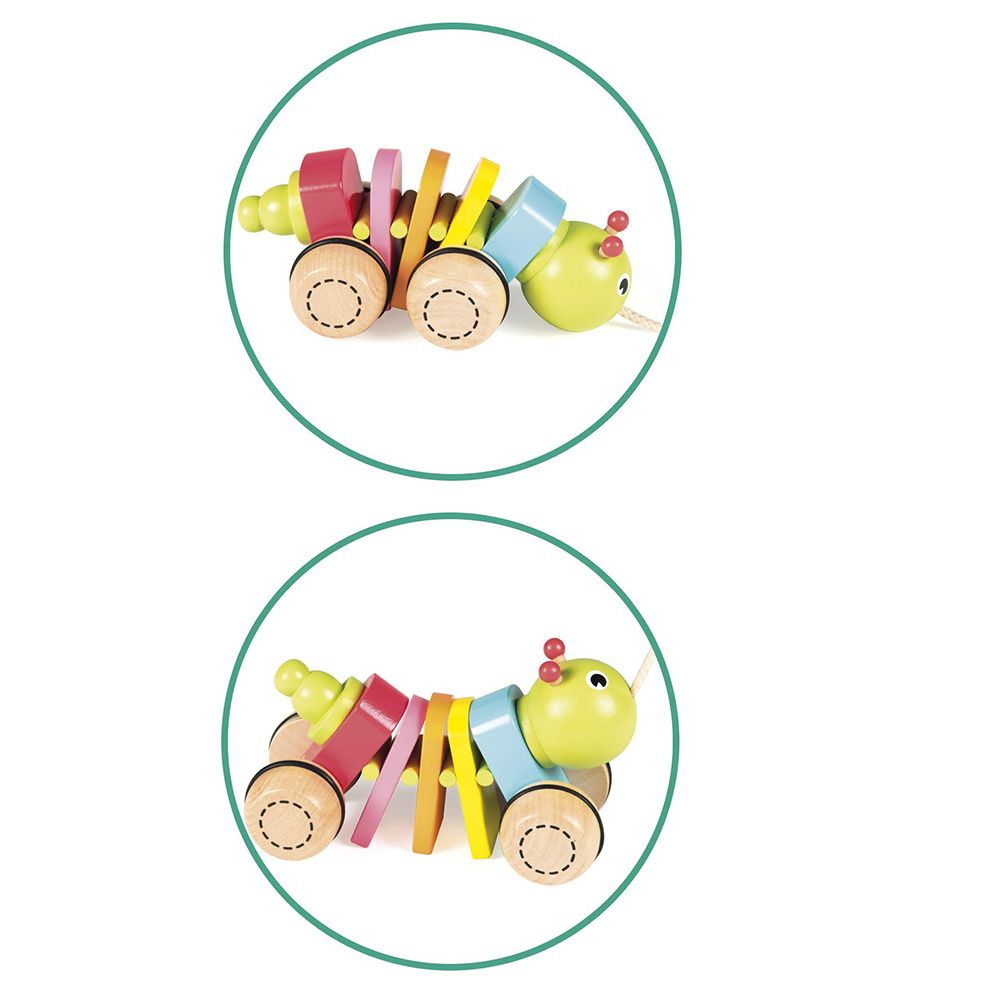 Дървена играчка за дърпане, Гъсеница