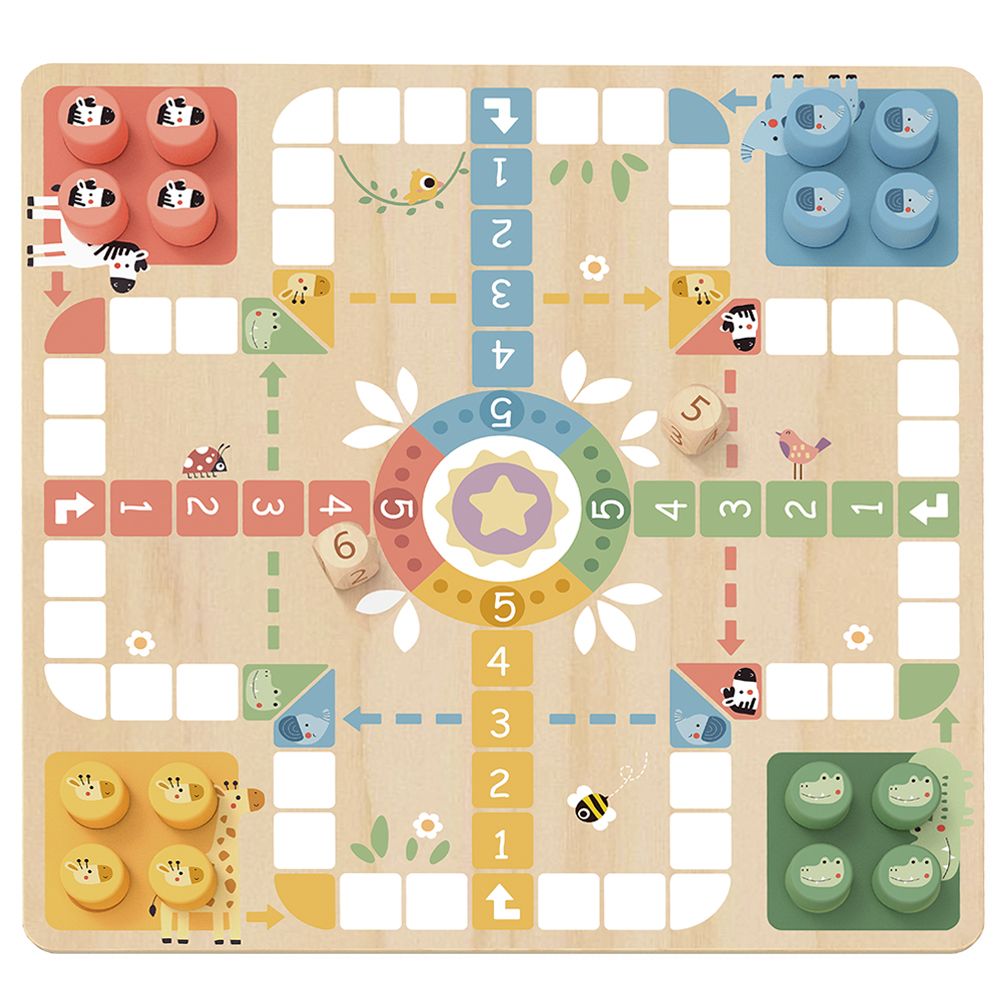 TookyToy, Дървени игри, Не се сърди човече и Змии и стълби, 2 в 1
