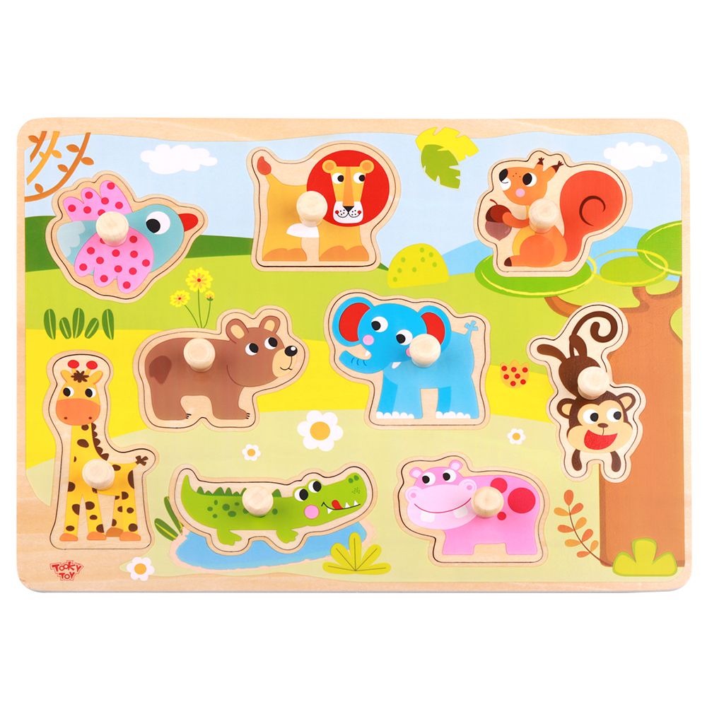 TookyToy, Дървен пъзел с дръжки, Диви животни