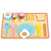 Дървен комплект за закуска, син