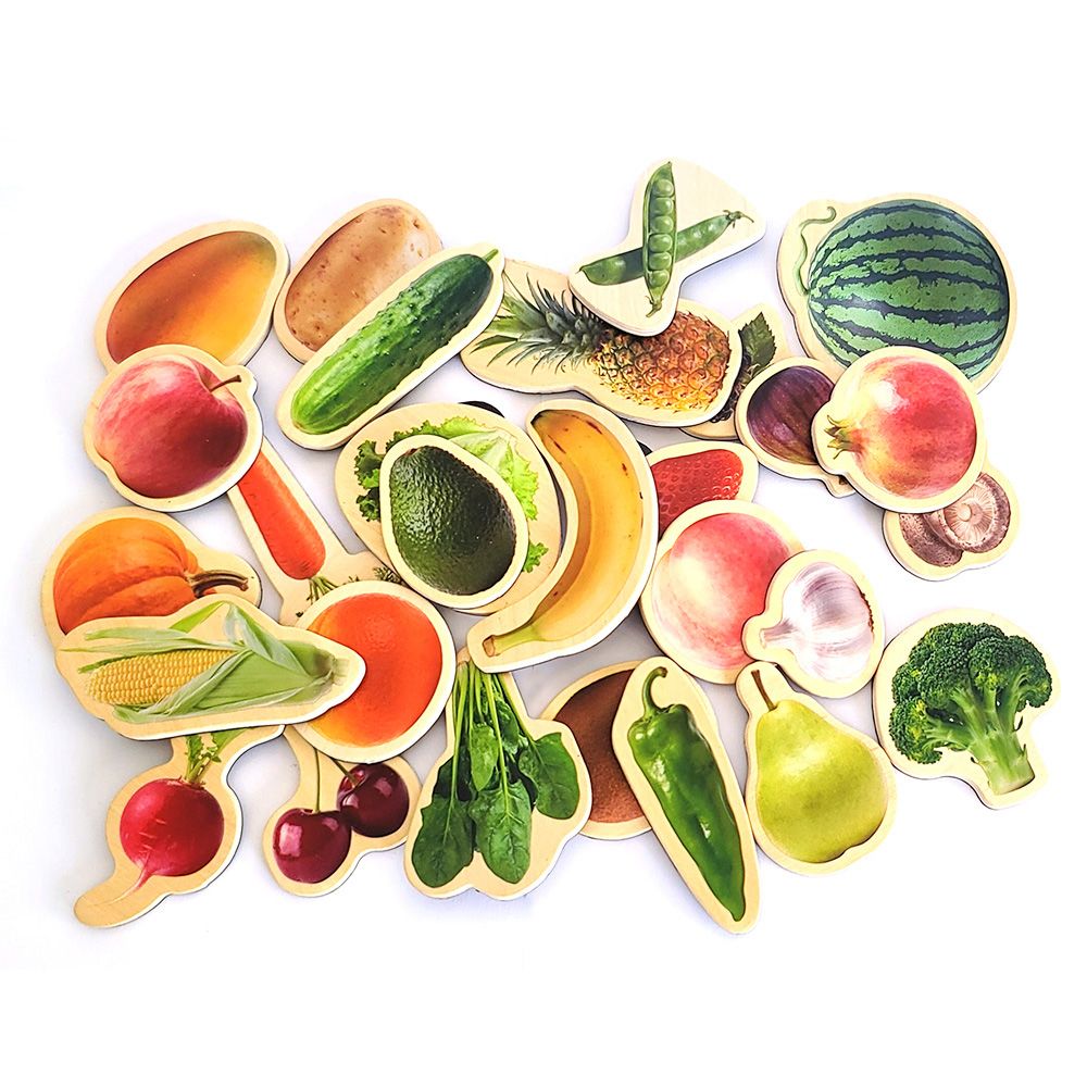 Дървени магнити, Плодове и зеленчуци, 50 броя
